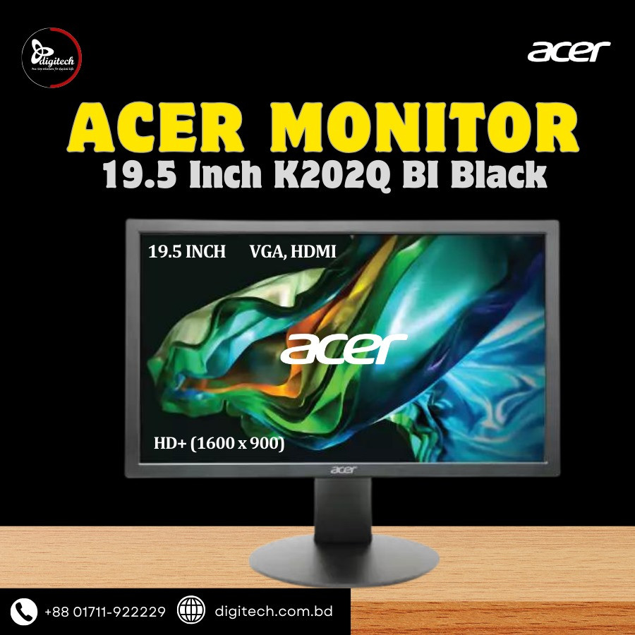 Acer K202QBI 19.5 Inch HD+ Monitor